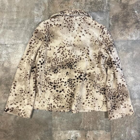 susan graver snow leopard animal print fleece top button sweater cardigan small - Picture 6 of 6
